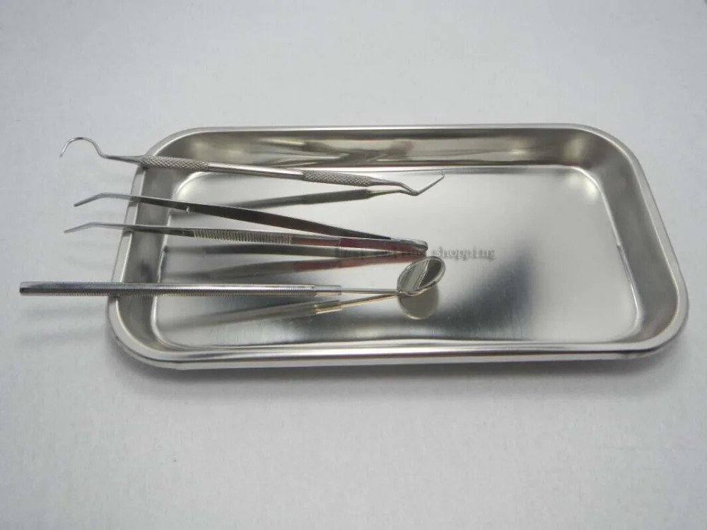 

Dental Instrument Set Pick Inspection Mirror Explorer Tweezer Medical Tray