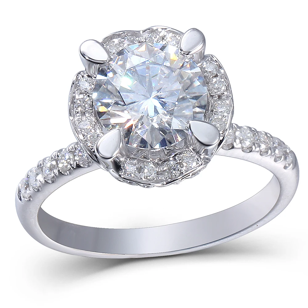 Центр 2 5 карат F бесцветный круглый вырез Moissanite обручальное кольцо набор