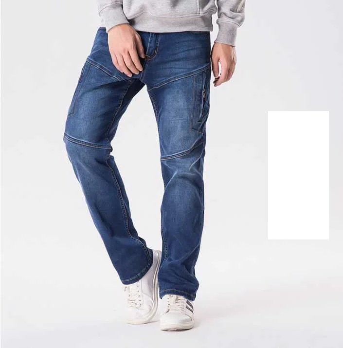 Джинсы мужские осенне зимние свободные с защитой от кражи размеры 7XL 6XL|jeans male|winter