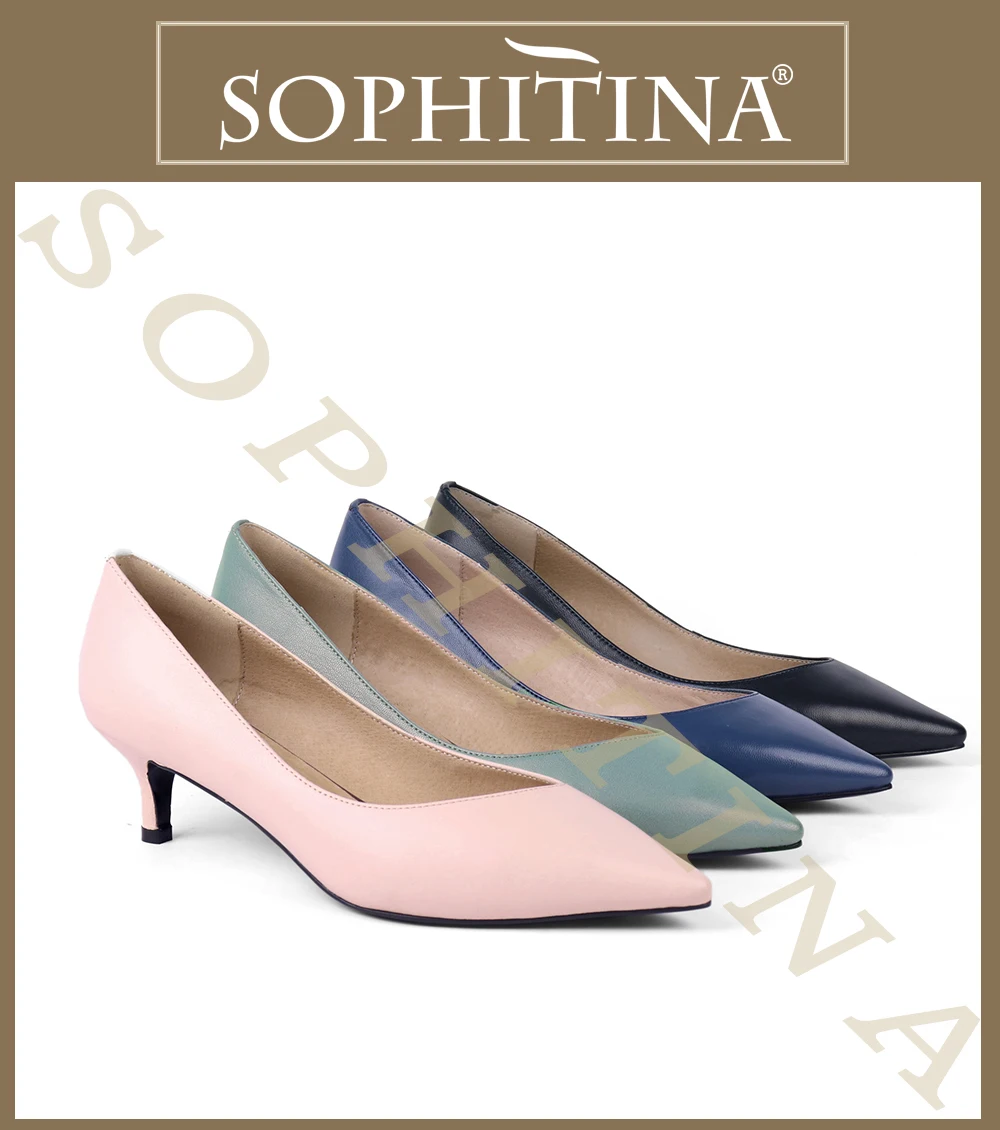 SOPHITINA Sexy Pointed Toe Pumps Fashion High Quality Genuine Leather Hot Sale Thin Heel Shoes New Design Women's Pumps MC146
