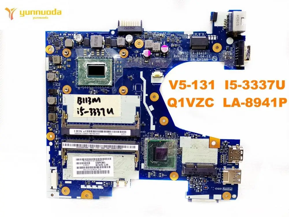 Оригинальная материнская плата для ноутбука ACER V V5-131 I5-3337U Q1VZC LA-8941P протестирована