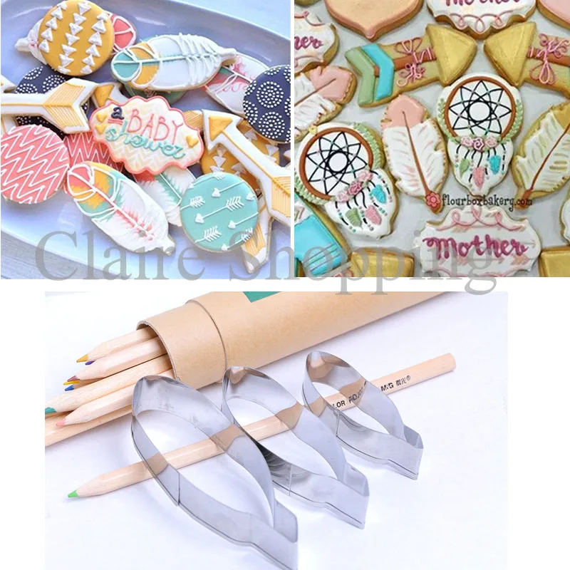 3 шт. перо из нержавеющей стали помадка печенья черенок торт плесень формы