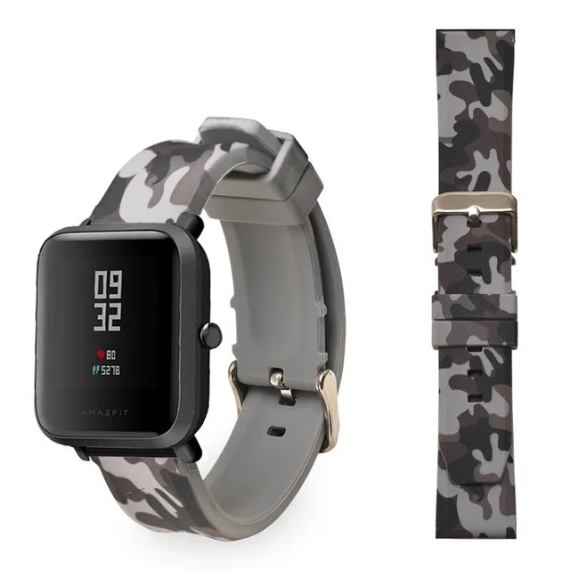 Камуфляжный спортивный силиконовый браслет для Xiaomi Huami Amazfit Bip BIT PACE Lite Youth Smart Watch сменный ремешок Smartwatch - Цвет: 2