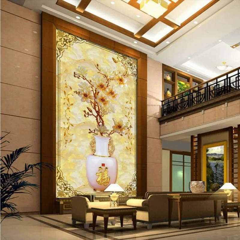Фотообои на заказ бутылка магнолии в китайском стиле обои для ресторана отеля