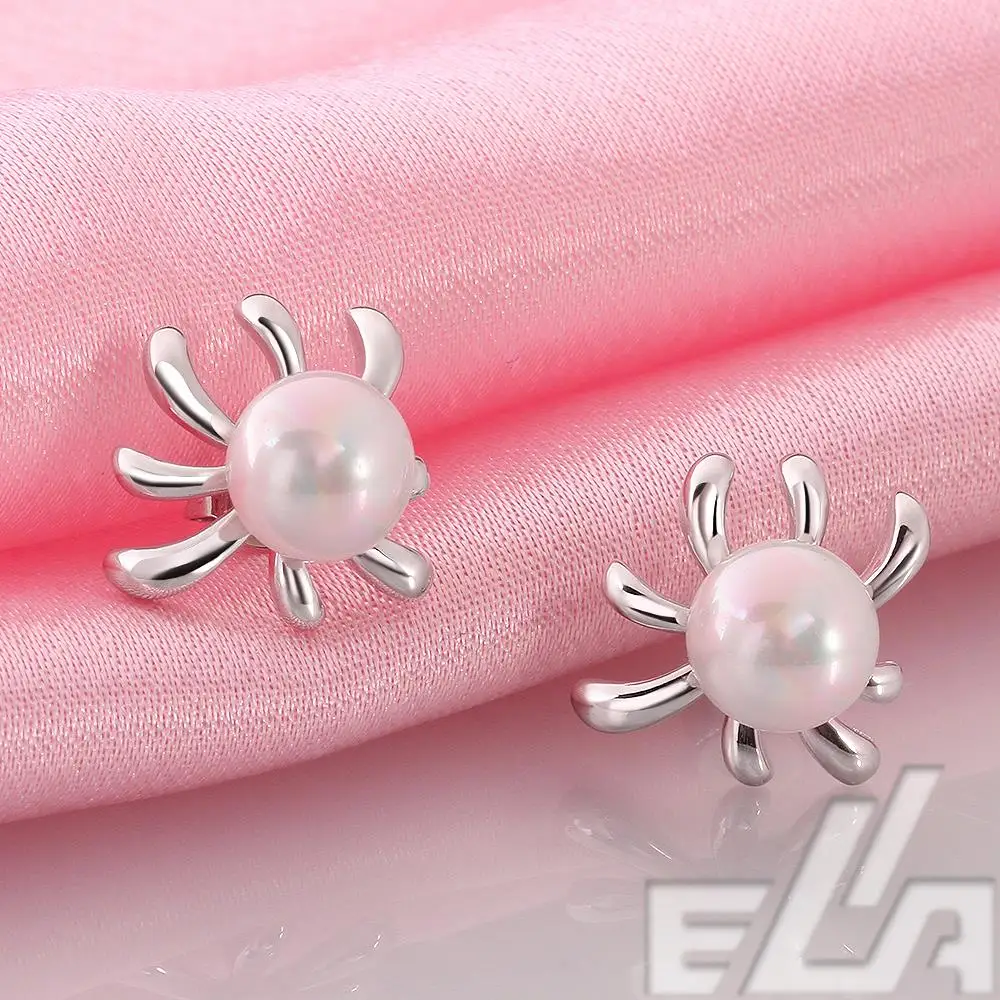 2014 New Fashion jewellery Platinum Plated artificial multi colored pearl earrings brincos femininos gift nice | Украшения и