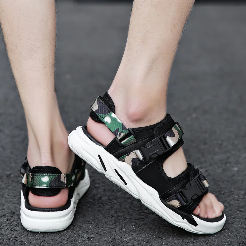 Мужские дышащие сандалии удобные нескользящие пляжные шлепанцы двойного