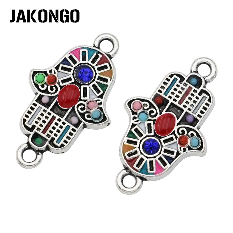 JAKONGO античный посеребренный Красочный Кристалл Фатима ручные разъемы для