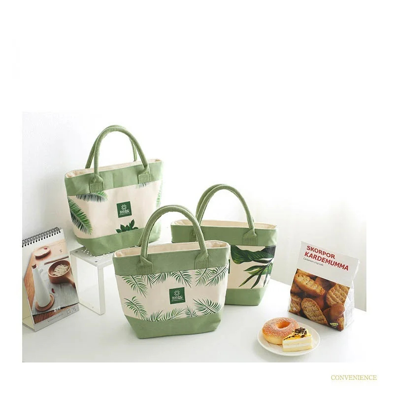 Women's Pure And Fresh Fashion Lunch Bag Portable Functional Canvas Insulated Ice Internal Aluminum Foil Picnic Box | Багаж и сумки