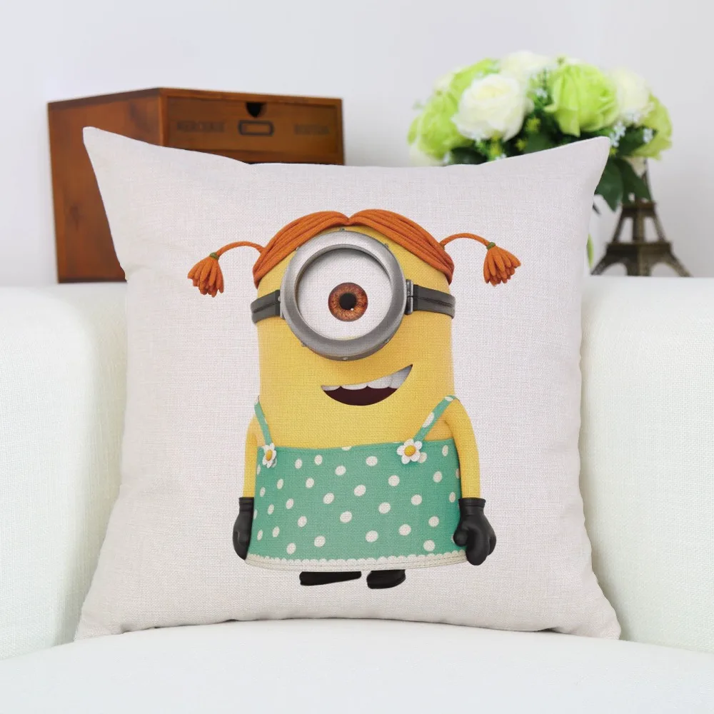 Квадратный декоративный чехол для подушки с изображением миньонов из