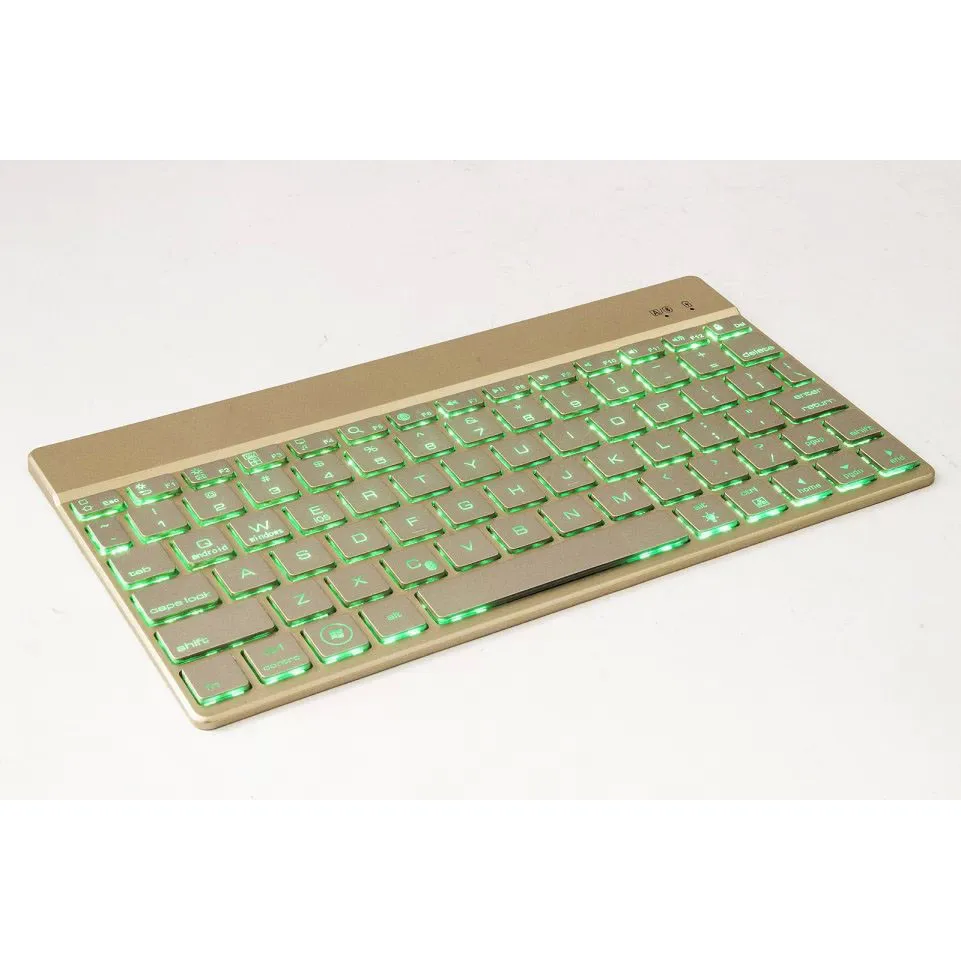 Роскошная алюминиевая Беспроводная bluetooth-клавиатура с 7-цветной подсветкой для