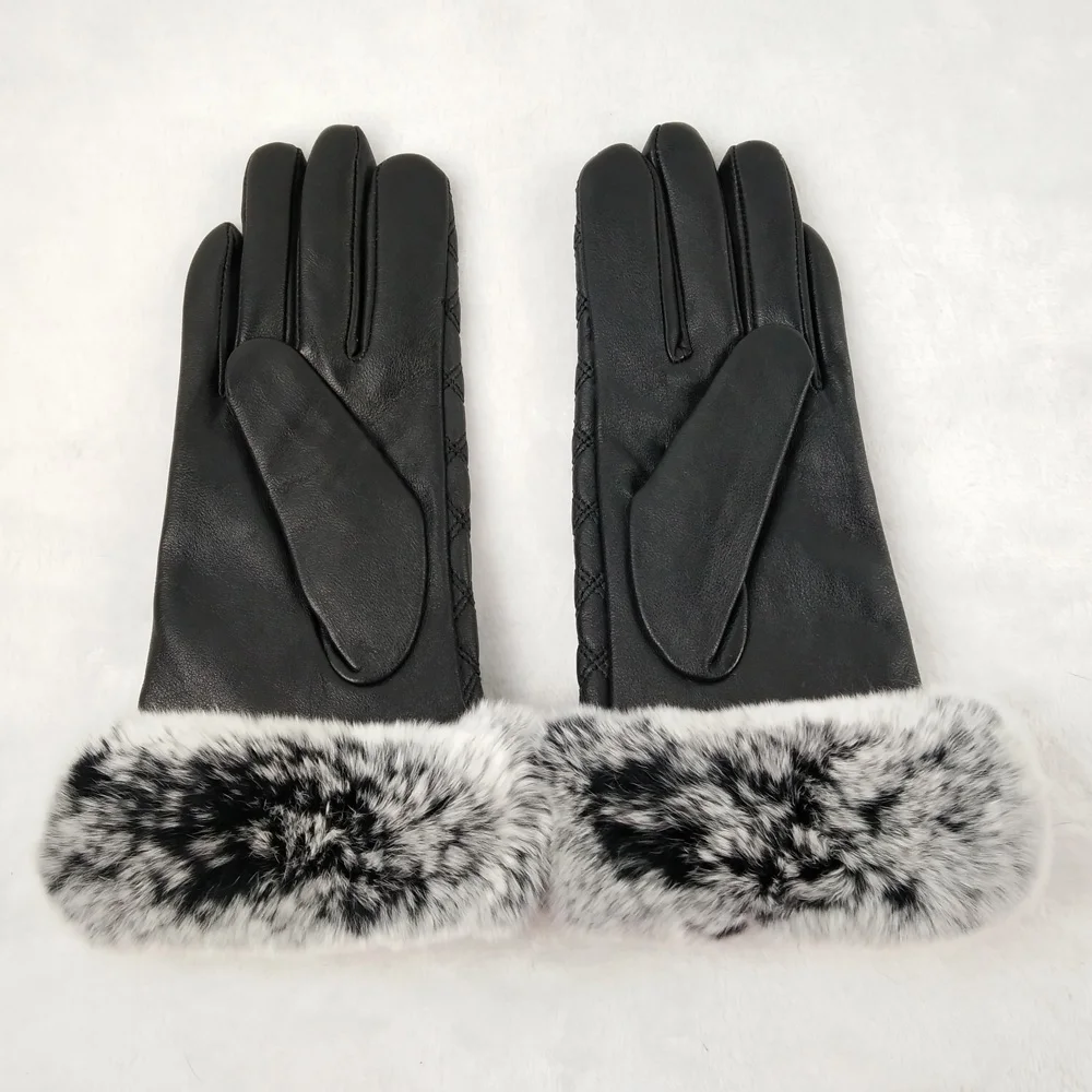 New 2019 Real Rex Rabbit Fur Women Gloves Winter Genuine Sheep Leather Mittens Fashion Touchscreen gloves Free Shipping BZ8002 | Аксессуары