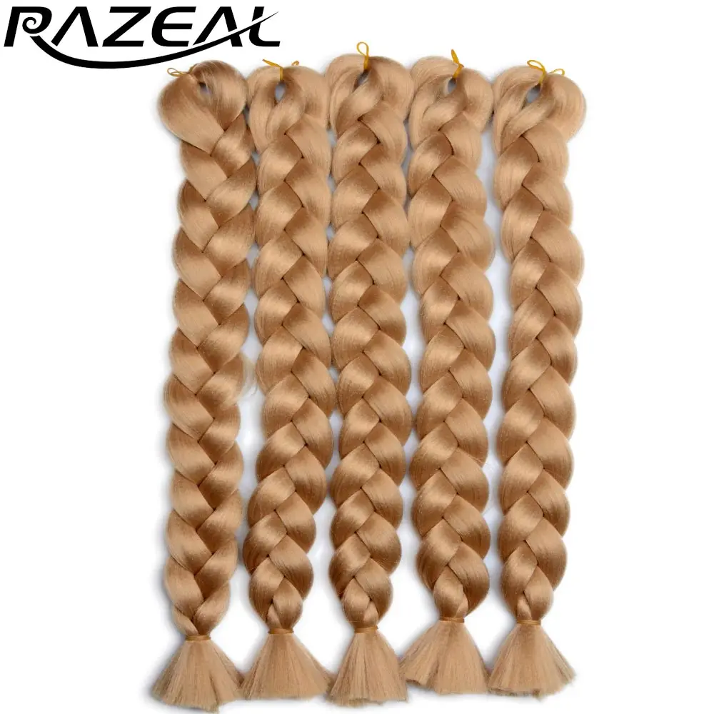 

Razeal 2 pcs Xpression Crochet Braids Synthetic Hair Braids Afro Braiding Hair 36 Inch Long Straight Kanekalon Hair Extensions
