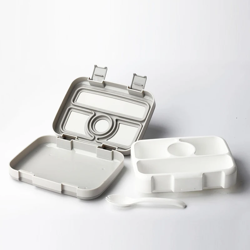 Gray 4 Compartments Baispo Microwavable квадратная коробка для обеда для детей Герметичный пищевой контейнер с отделениями BPA бесплатно ланчбокс для пикника школы - Цвет: Gray 4 Compartments