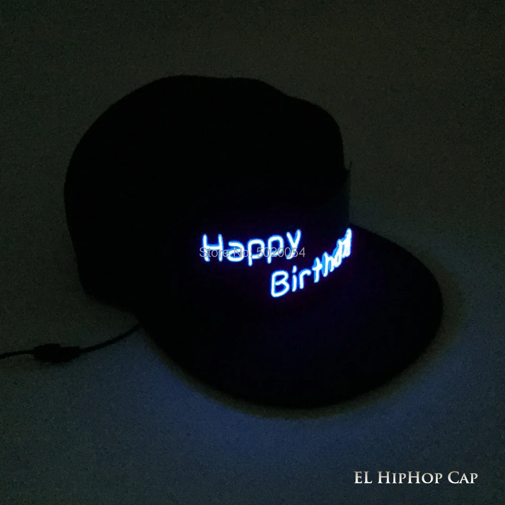 Модные мужские и женские в стиле хип хоп мигающие колпаки шляпа с буквами EL Wire для