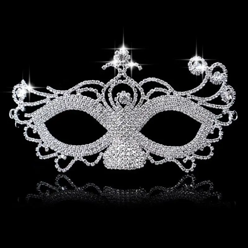 **Luxury Elegant Diamond Rhinestone Mask Sexy Hallowmas Venetian Bauta Half Face Party Dance Masquerade Cosplay Decor | Дом и сад