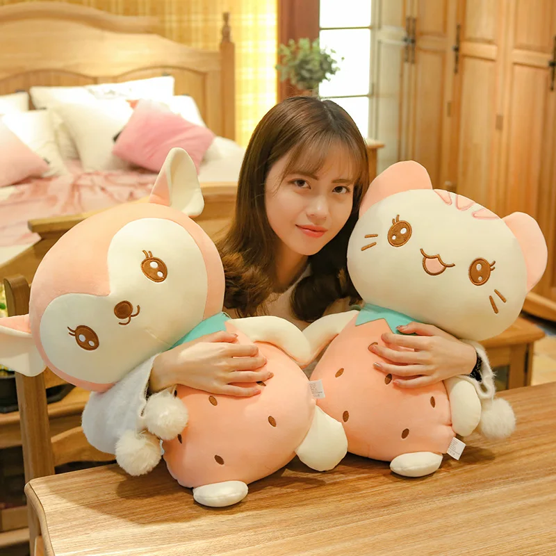 Лидер продаж 1 шт. 23 50 см Kawaii фруктовый Кот и олень плюшевые игрушки мягкая кукла с