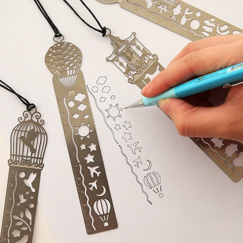 

1pc Metal Straight Patchwork Ruler Bookmark Rulers Painting Drawing Template School Stationery Office Art Supplies Drawing Set