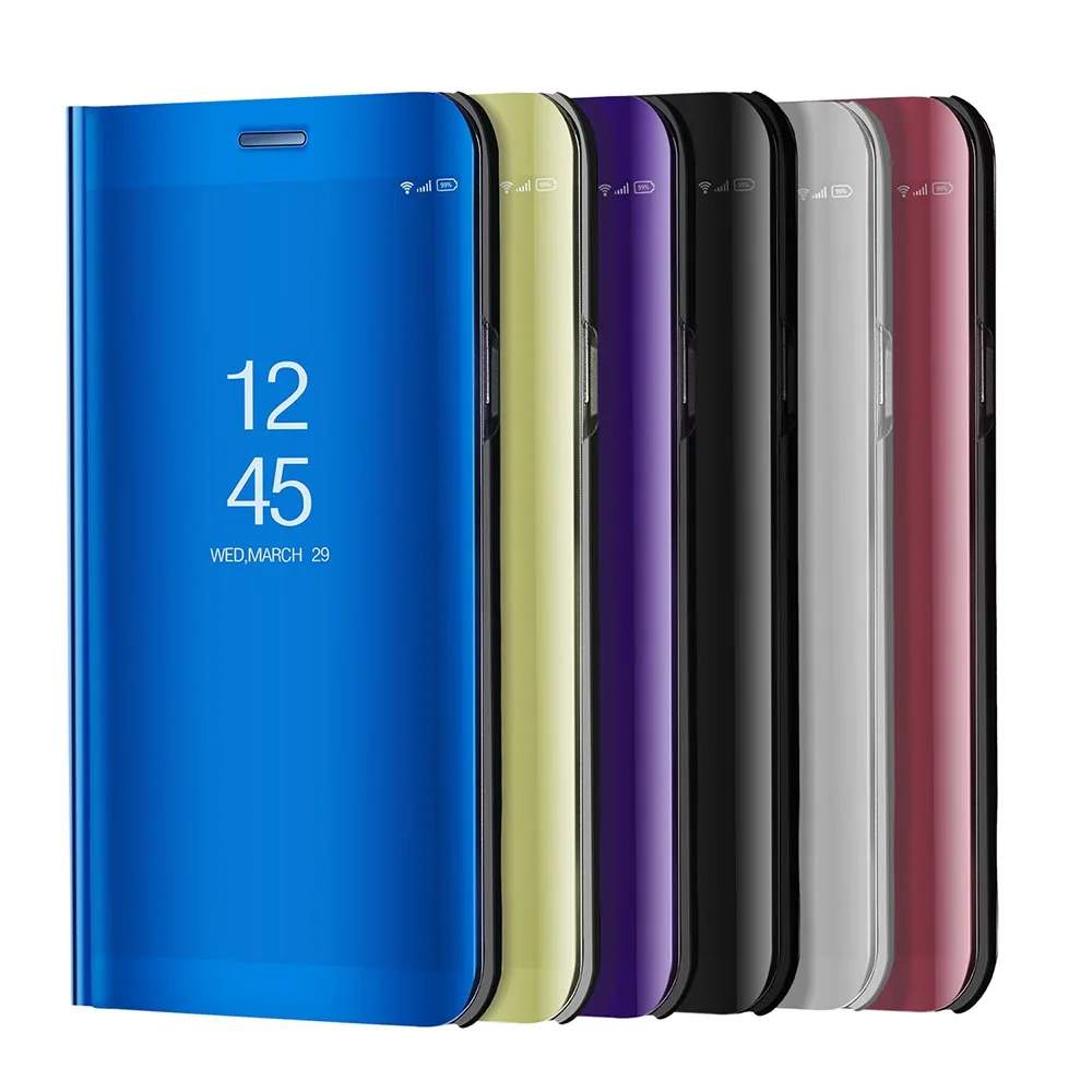 Прозрачный зеркальный флип чехол для Samsung Galaxy J6 2018 Роскошный из искусственной