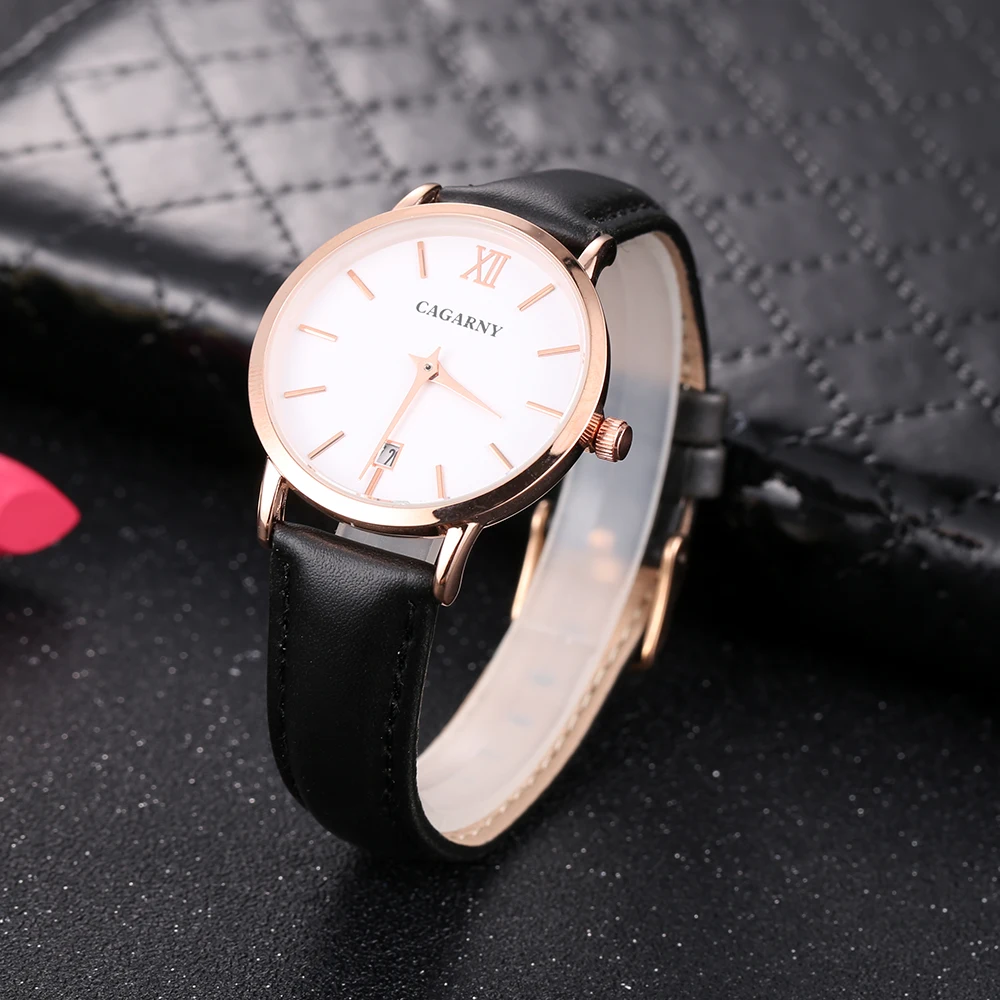 CAGARNY Women's Quartz Watch Automatic Date Fashion Luxury Trend Retro Girl Leather Strap Simple Japanese Movem Movement Relogio |