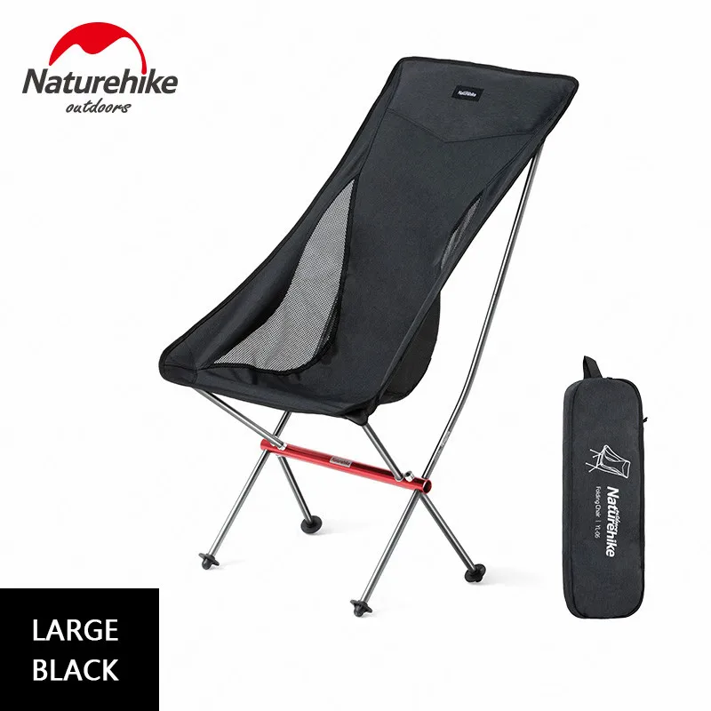 Black Naturehike Outdoor Camping Chairs Camping Tools Ultra-light Portable Fishing Chairs Folding Moon Chairs Camping Picnic Beach - Цвет: Black