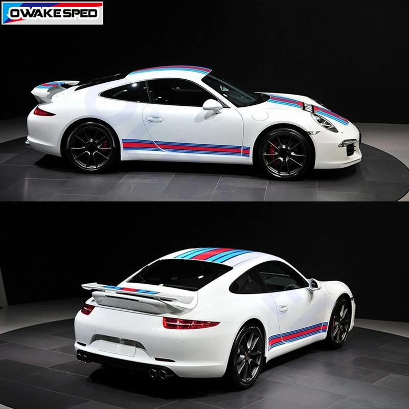 Для Porsche Panamera 911 Martini цветные гоночные полосы капот автомобиля хвост крыло крыша