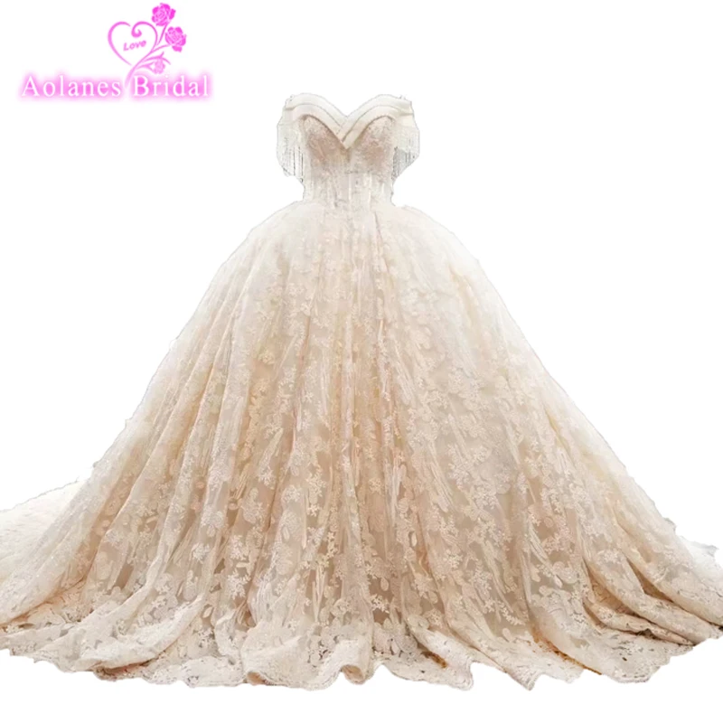 2018 винтажные Элитные Роскошные тюлевые Свадебные платья с шлейфом Vestido De Noiva