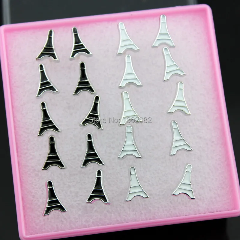 Оптовая продажа 10 пар Черный и белый смешанный Симпатичные Эйфелева башня