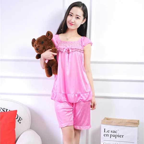 Домашняя одежда Pijama Feminino, новинка, сексуальная пижама без рукавов, летняя Пижама, женская шелковая пижама, женская пижама E0348 - Цвет: 558 in pink