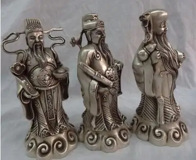 Китай Серебро 3 жуй YuanBao долголетие звезда Маммона Бог шоу персик Фу Лу статуя |