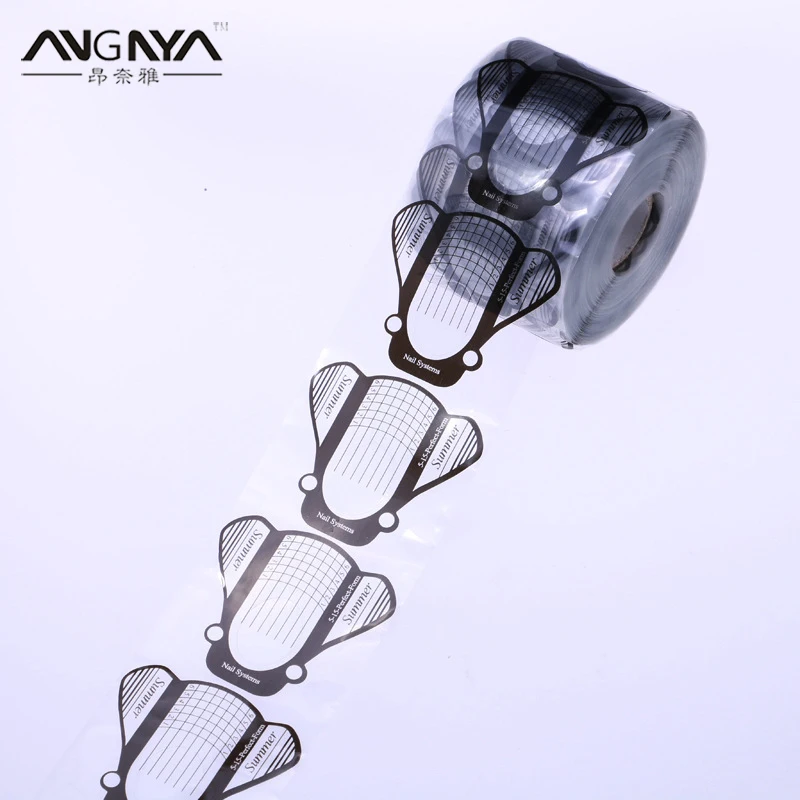 ANGNYA 500Pcs Widen Plane Adhesive Nail Form Clear Black Tips Extension Tool Using with Manicure Builder Gel A125 | Красота и