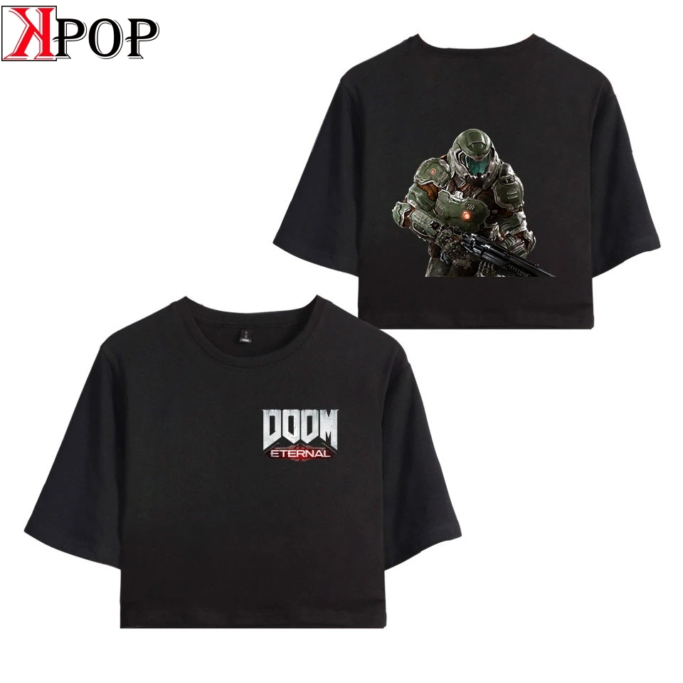 LUCKYFIRDAY Doom Eternal укороченная летняя футболка с коротким рукавом сексуальная