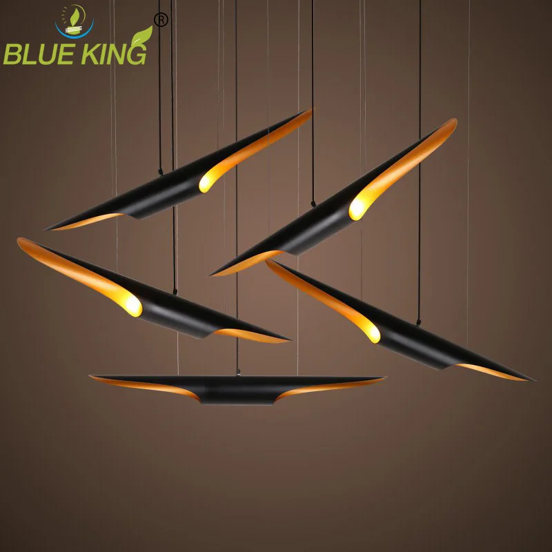 

Modern coltrane suspension led lamp black aluminum pipe pendant light gold two end tip Art Decoration Pendant Lamp