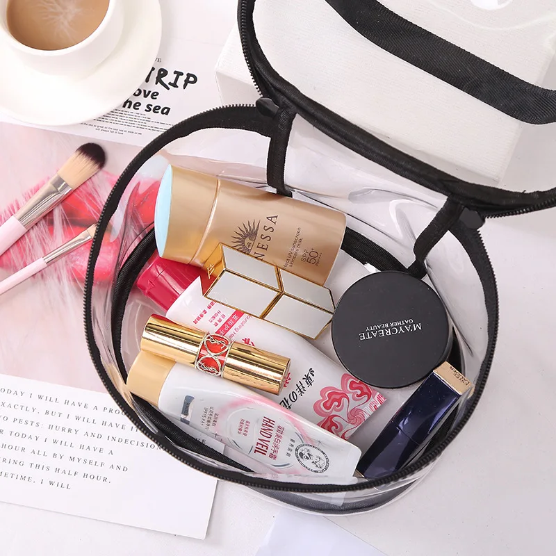 

2019 New Style Portable Women Transparent Cosmetic Bags Capacilty Casual PVC Travel Wash Bags Lady Waterproof Toiletry Bag