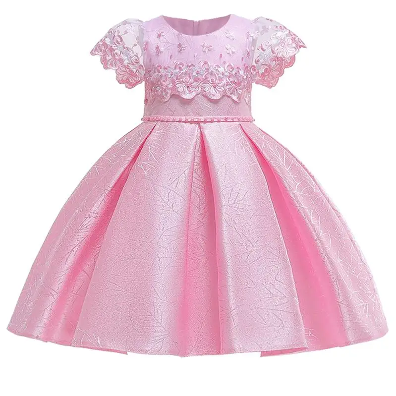 Pink Коллекция года, вечерние платья для девочек, Летние Детские платья для девочек, одежда для детей, платье принцессы с жемчугом элегантное вечернее платье - Цвет: Pink