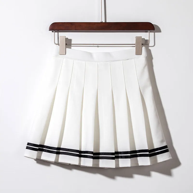 

Fashion Short Skirt School Girl New Arrival Mini Pleated Striped Skirts Student Performance School Uniform 4 Colors XXL