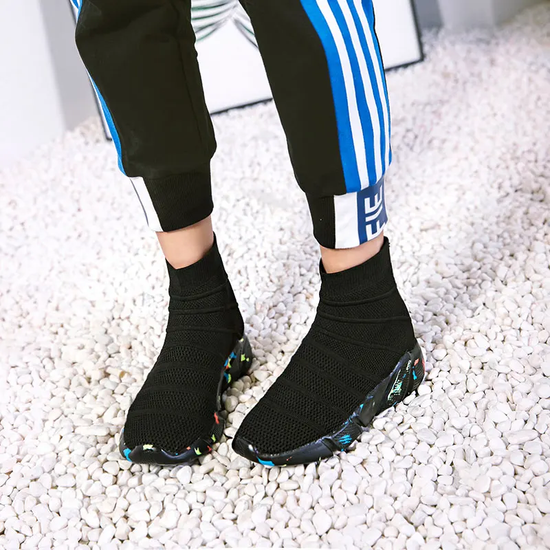 Многоцветный MWY Socks/обувь на плоской подошве; женские кроссовки из дышащего сетчатого материала; zapatillas mujer Deportiva; эластичная повседневная обувь для прогулки - Цвет: Многоцветный