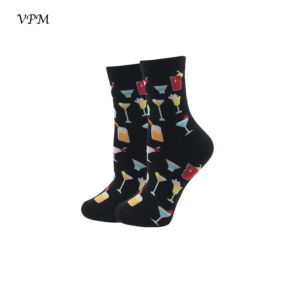 VPM, женские носки, забавные, крутые, уличные, черные, свиные глаза, японские, новинка, носки хараюку для девочек, подарочная упаковка(5 пар/лот