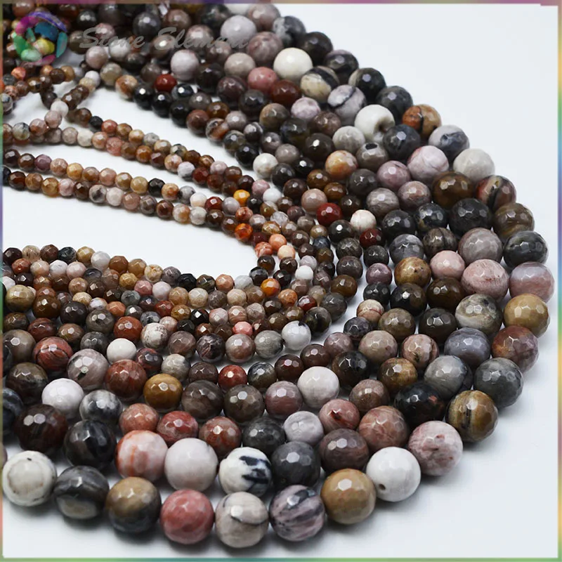 Природные окаменелое дерево круглый ограненный камень бусины 4 мм 6 8 10 мм|beads 4mm|beads