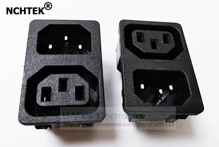 Штепсельная розетка переменного тока NCHTEK 10 А 250 В IEC 320 C14 Male и C13 Female|Электрические