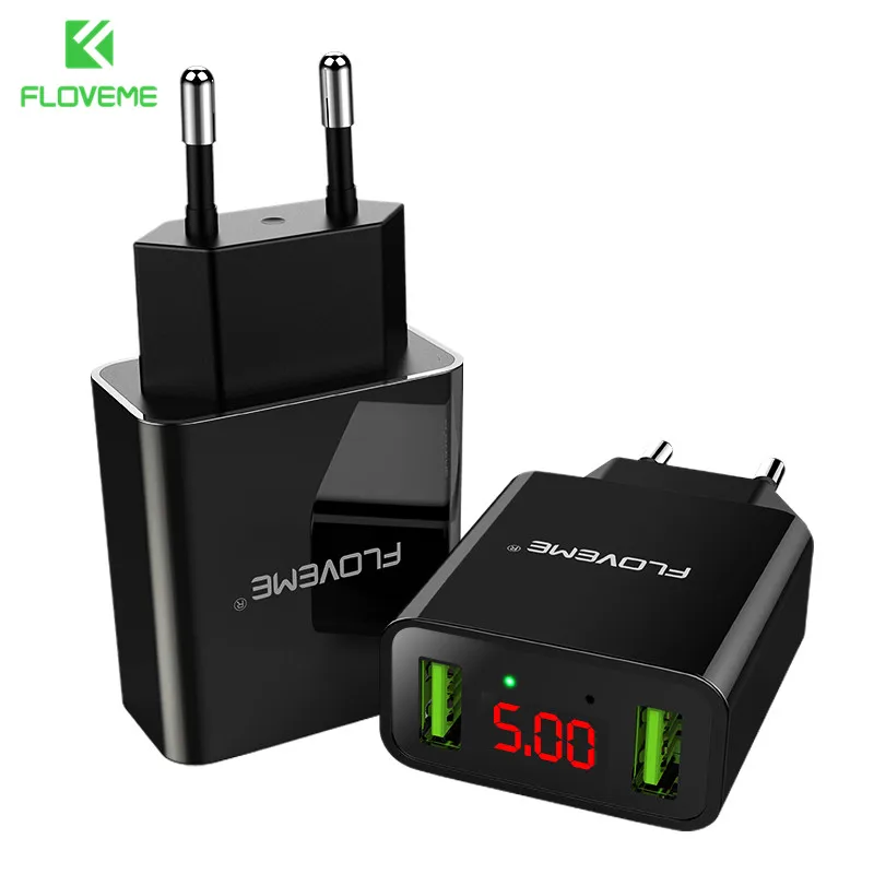 

FLOVEM LED дисплей 2 USB зарядное устройство для iPhone iPad Xiao Samsung смарт мобильный телефон USB зарядное устройство штепсельная вилка ЕС Быстрая зарядка...