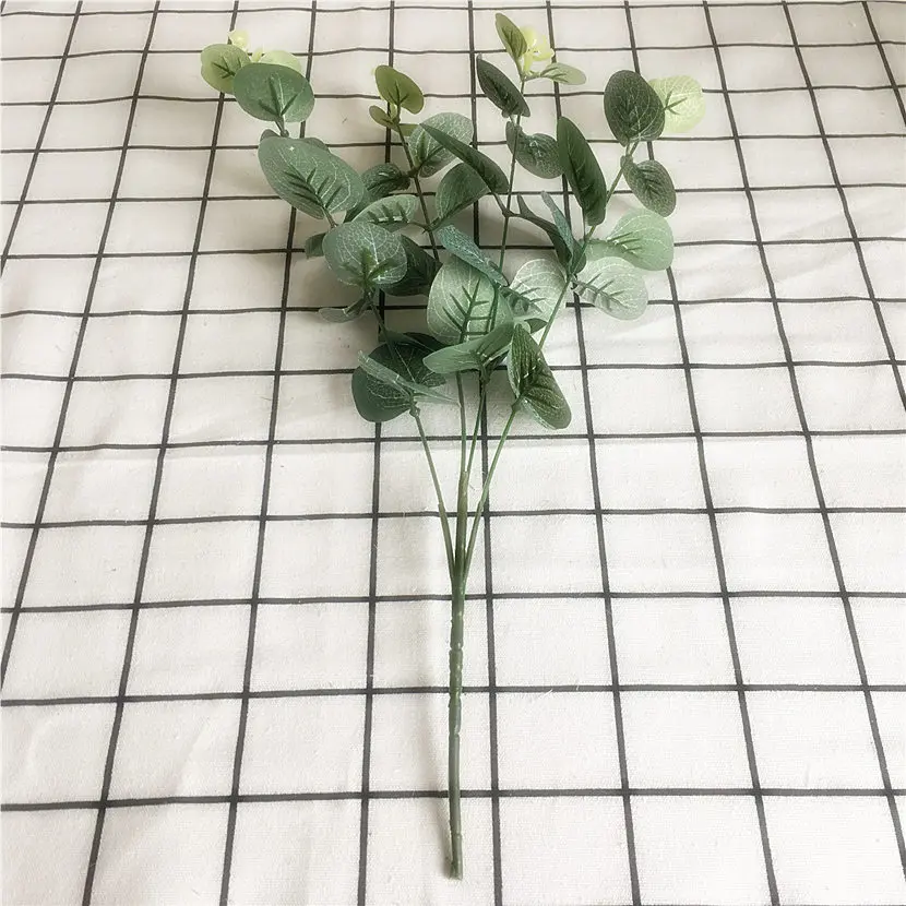 Eucalyptus Short branch Artificial flowers spring decoration Flower arrangment fake plants flores artificiales Faux foliage