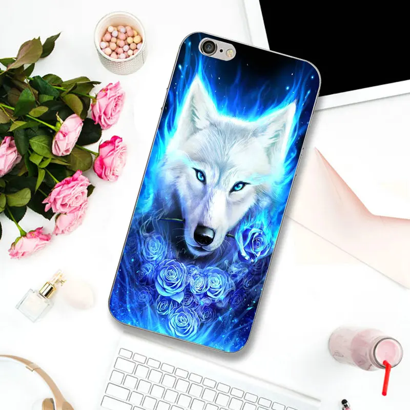 Красочный крутой волк чехол с животными для iphone 7 8 plus 6S X XR XS Max 5 6 5S SE 6PLUS