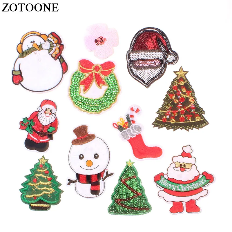 ZOTOONE милые рождественские железные нашивки для одежды DIY милый снеговик елки