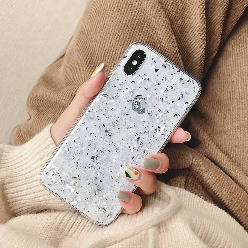 Роскошный блестящий Мраморный чехол для телефона из золотой фольги iPhone XR X XS Max