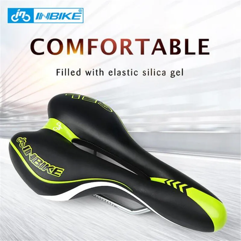 Велосипедное седло INBIKE из искусственной кожи мягкое ажурное для горного