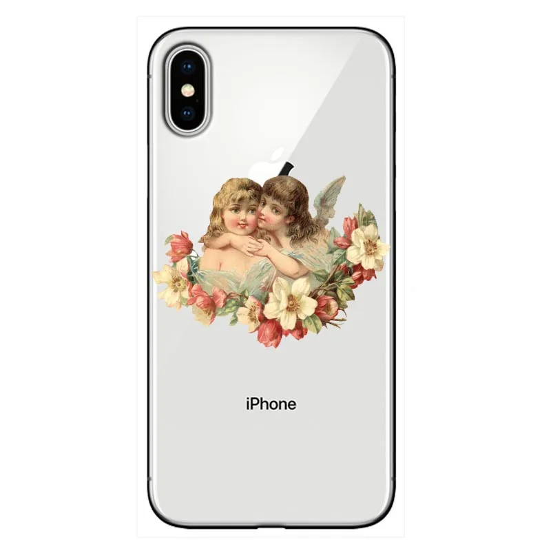 Transparent phone case for iphoneX XS XR XSMax 7 8 Plus 5 11 11PRO MAX SE 6 6s Vintage Oil Painting Style Cute Little Angel | Мобильные