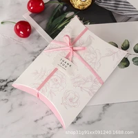 50pcslot new colorful pillow box ribbon bow present flower pouch kraft paper box wedding favors gift box christmas party supply
