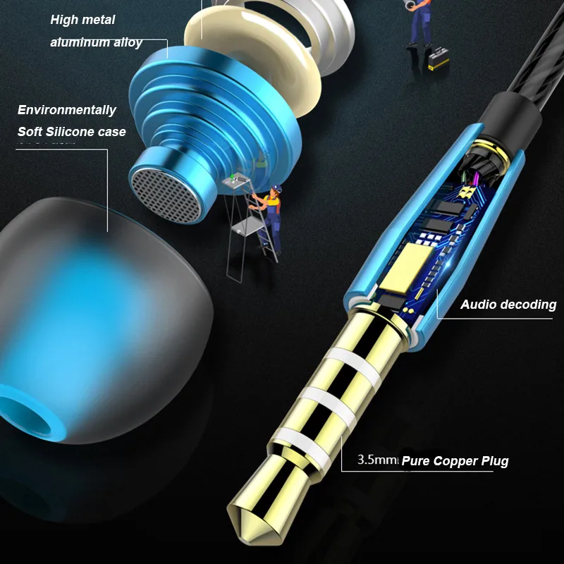 2 предмета в комплекте бас наушники 9D In ear металлические проводная гарнитура hi fi