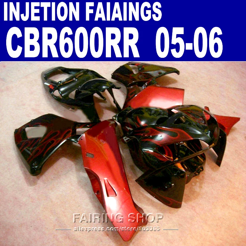 

100% подходящий обтекатель для HONDA CBR600RR 05 2005 (Обтекатели red Falme) cbr-600rr 06 2006 комплект l123