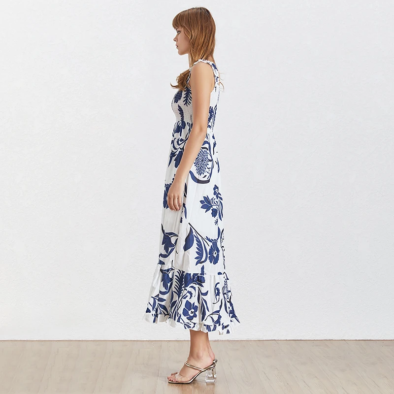 Платье TWOTWINSTYLE с принтом длиной до щиколотки в Корейском стиле квадратным